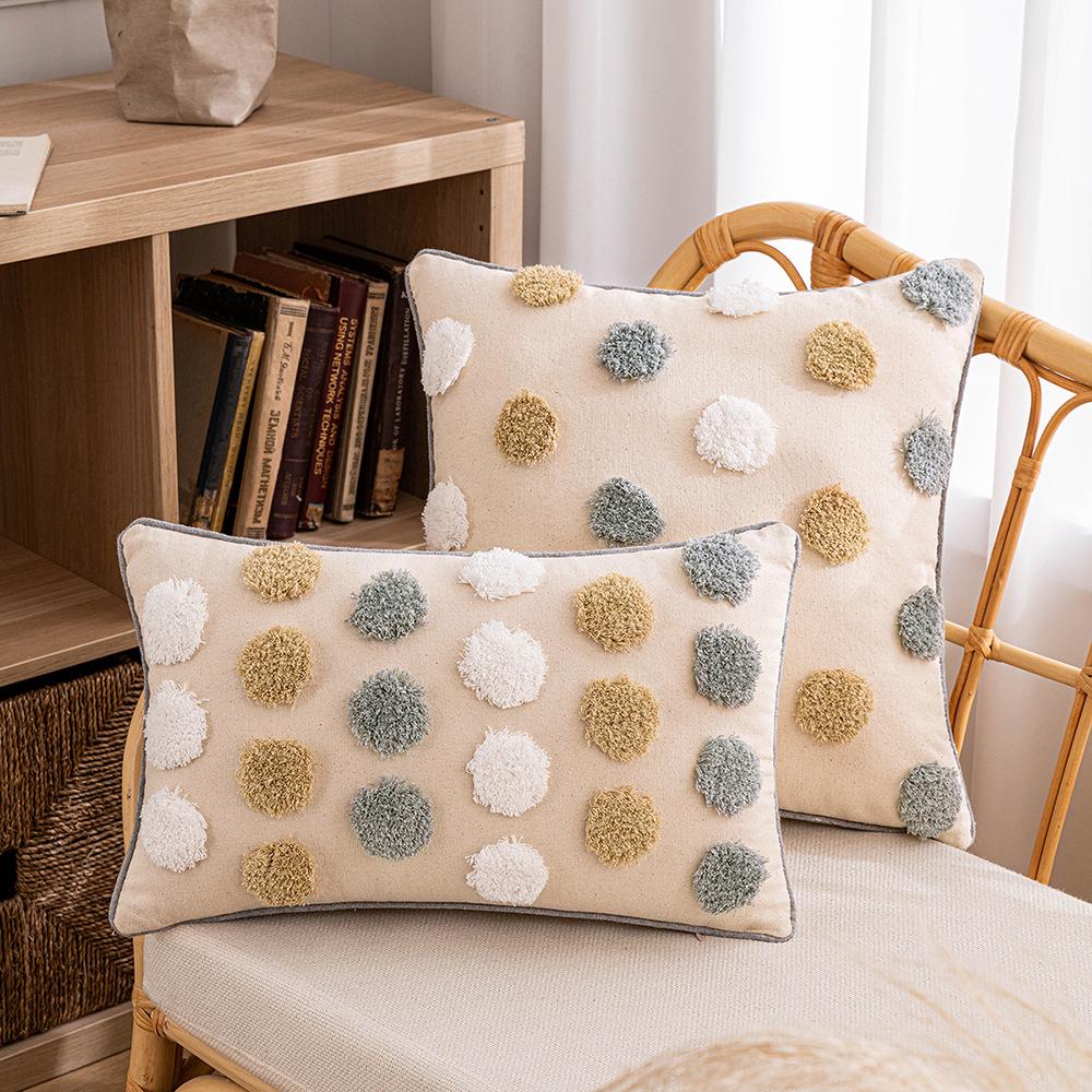 B&B Ins Wind Tufted Pillow Case Nordic Geometric Living Room Sofa Cushion Waist Pillow Rainbow Tassel Bedroom Pillow