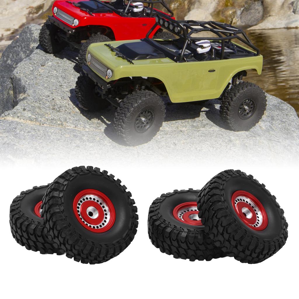 4pcs 55mm Front Rr Rubber Tires and 24 Hole Wheel Rims Set for AL SCX24 1/24 RC Car