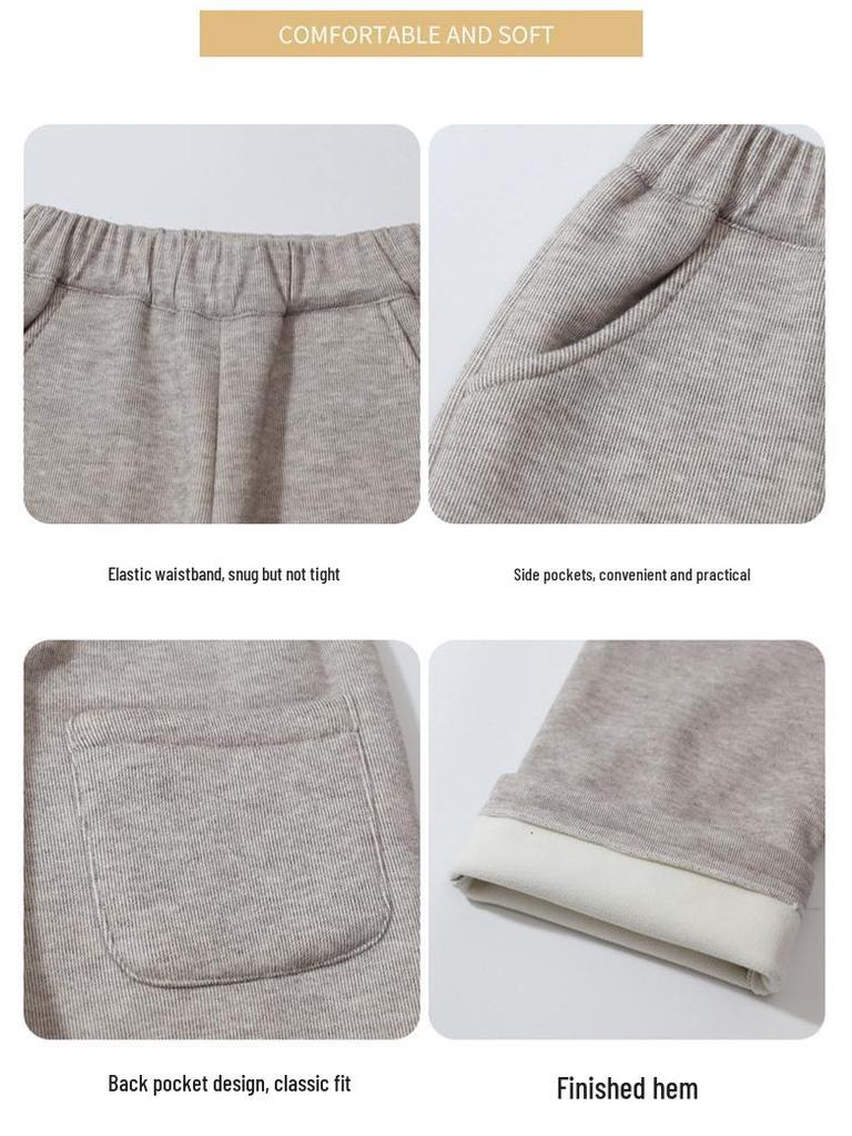 Baby Girls' 2025 Korean-Style Velvet Wide-Leg Winter Pants