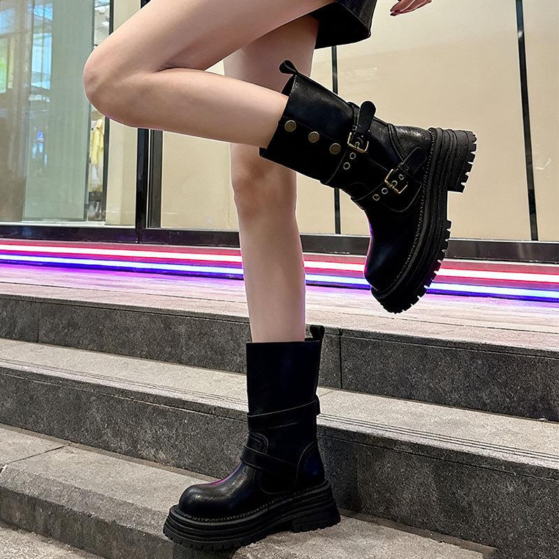 Britische Martin Stiefel Damen neue Herbst Retro Damen Schuhe Maillard braune Stiefel Plateau schwarz kurze Stiefel