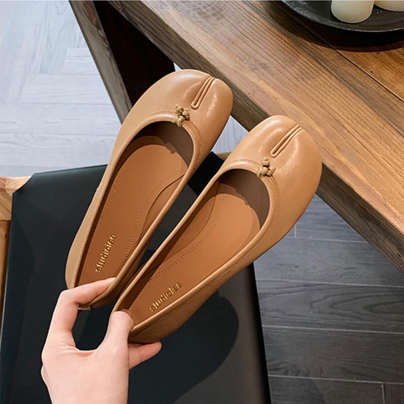 

Women s Grape Pig Hoof Split Toe Slip-On Flats - 2025 Style 37 бежевий