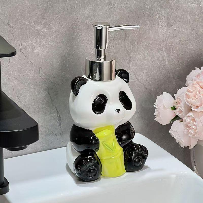 Cute Animal Panda Ceramic Lotion Bottle Bathroom Accessories Shampoo Moisture Bottled Panda Soap Dish Household Soap Dispens