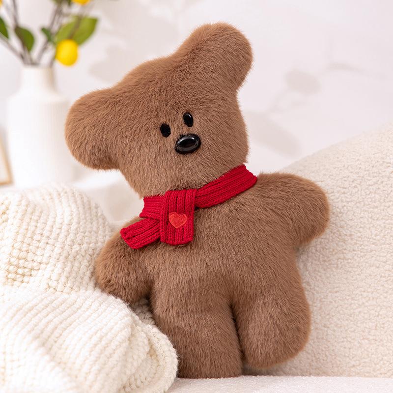New Cute Tilted Head-style Scarf Bean Bear Doll Plush Toy Bear Doll Children's Pillow Gift Doll