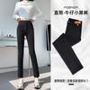 Black straight jeans women's new high-waisted and thin retro design nine-point small pipe pants