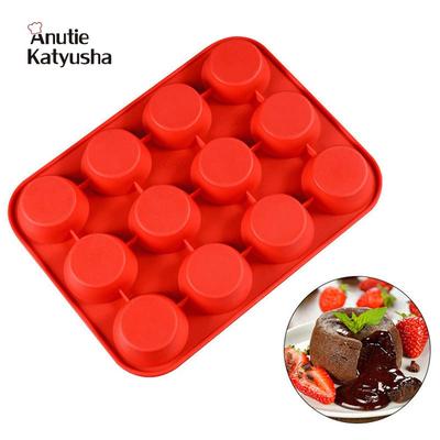 12 cavità rotonda muffin tazza torta stampo torta stampo 3D stampi in silicone fai da te cottura dessert mousse cucina strumenti Bakeware