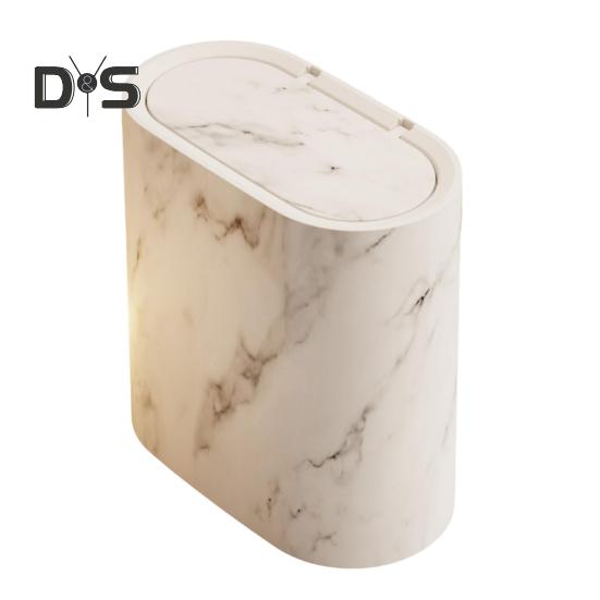 Cestino per rifiuti moderno, grande capacità, modello in marmo, cestino multiuso, per bagno, piccolo, stretto, con coperchio