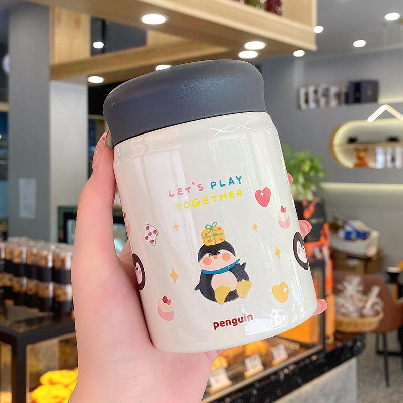 Small Cartoon Stew Cup: Portable, Cute Stainless Steel Insulated Mug for Girls & Students - Perfect for Porridge