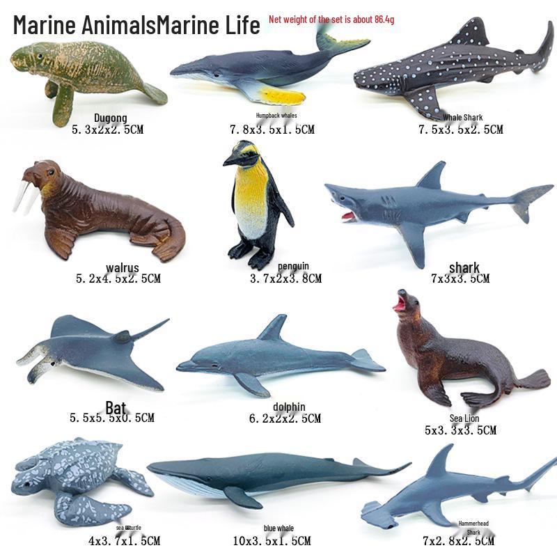 "1-9 inch Plastic Animal & Dinosaur Model Toy Set"
