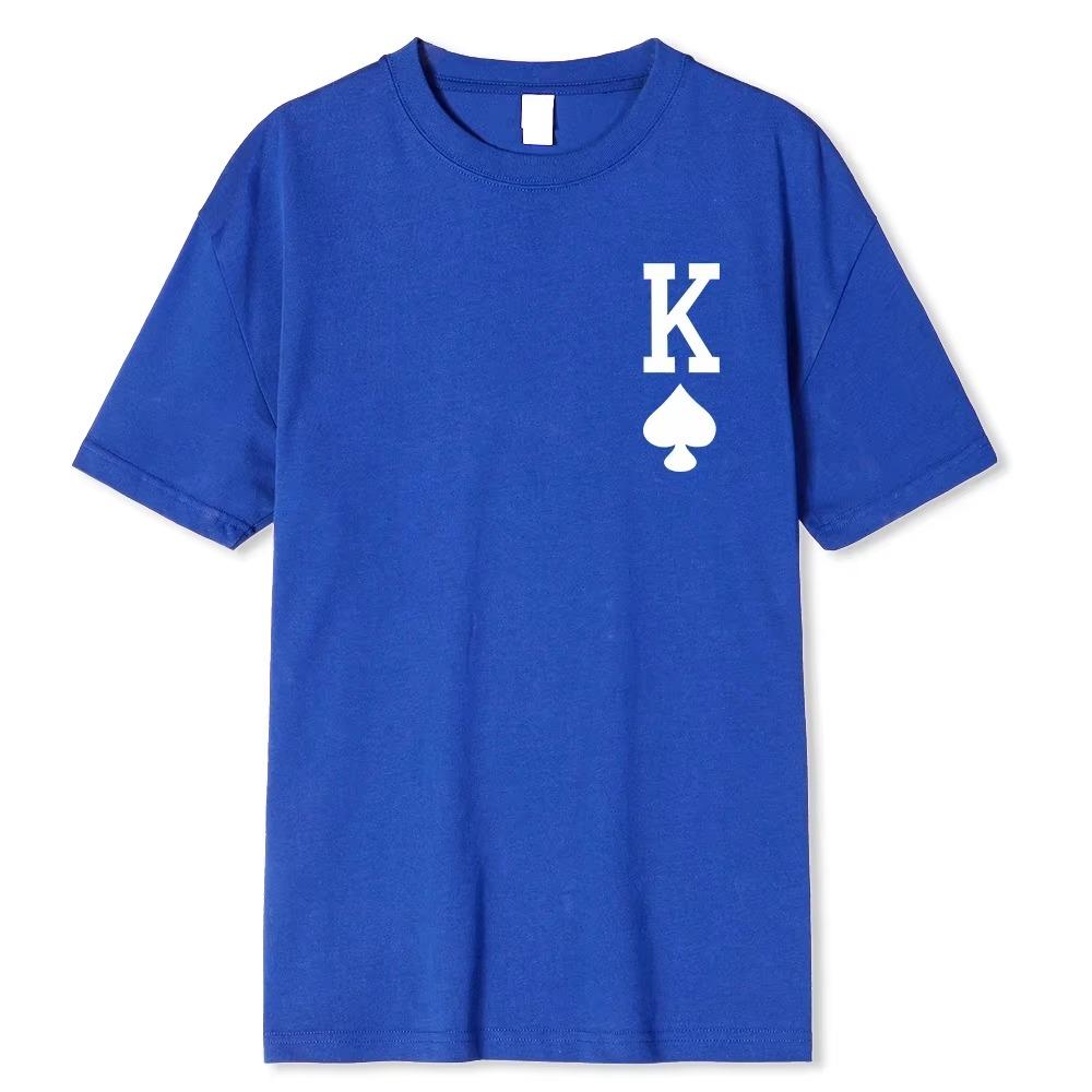 Poker 'K' Men's Short Sleeve T-shirt Casual Multicolor Top For Men Cotton Loose Oversized T shirt Personalized trend Tees