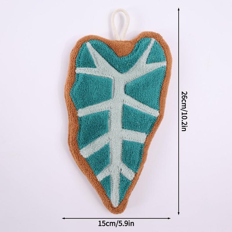 Thickened Plush Kitchen Towel Infusion Shaped Washable Clear Plant Print Hanging Absorbent Towel Household Decorative Towel