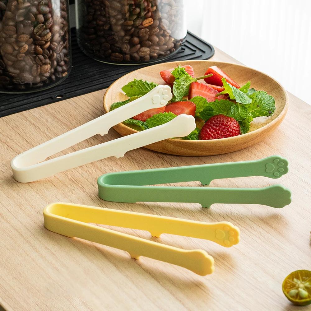 4Pcs/Set Creative Silicone Mini Snack Food Tongs Non-slip Handles BBQ Bread Ice Cube Fruits Clip Kitchen Accessories