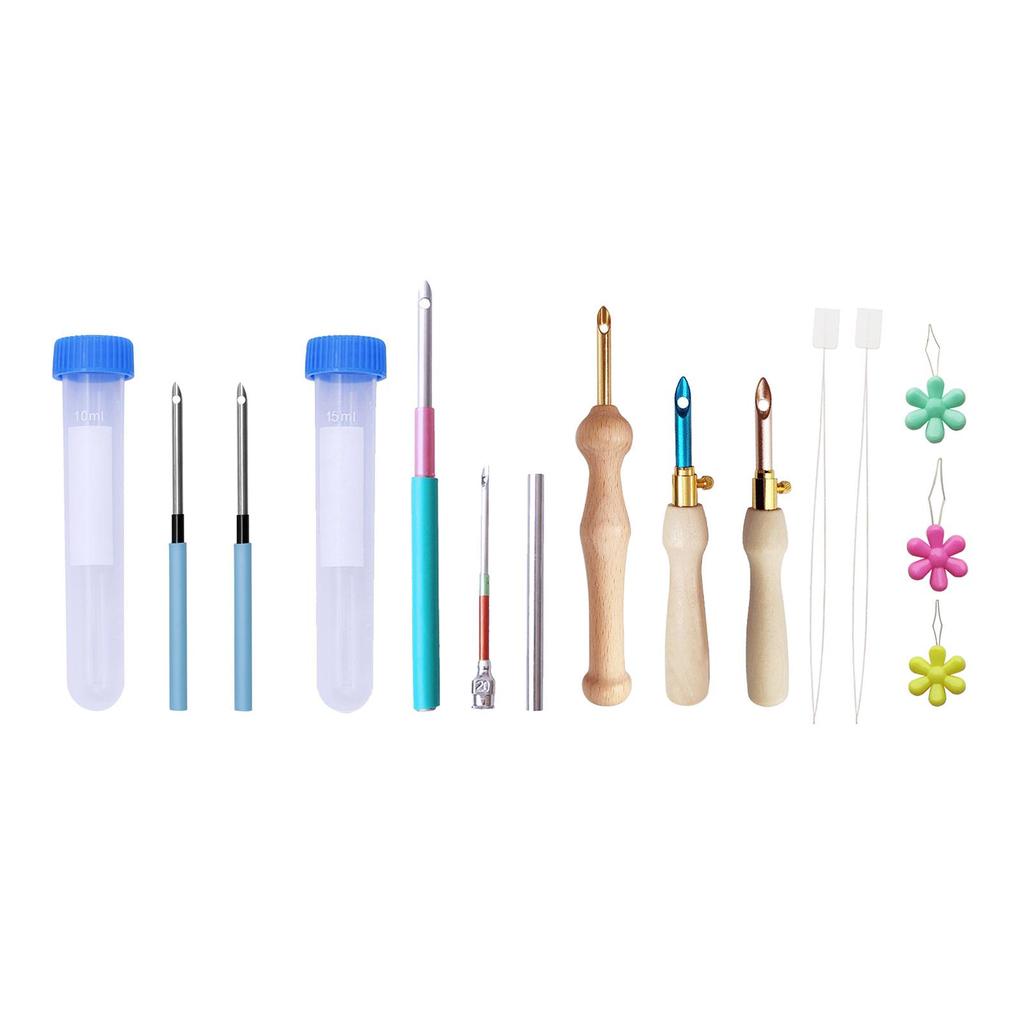 DIY Embroidery Knitting Punch Needle Pen Stitching Sewing Tool Kit+ Threads