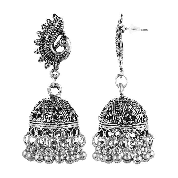 Earrings for Women Jewellery Earrings Afghani Jhumka Earrings Ear Rings for Girls and Women One Size Silver No Gemstone