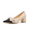 High Heels Women's Spring New Light Mouth Thick Heel Bow Single Shoes Women's Work Shoes Women