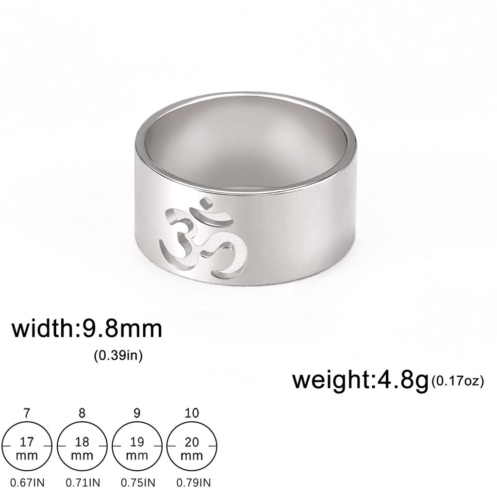 LIKGREAT Buddhism Indian Yoga Om Symbol Rings for Women Stainless Steel Supernatural Religious Talisman Amulet Jewelry Gifts New