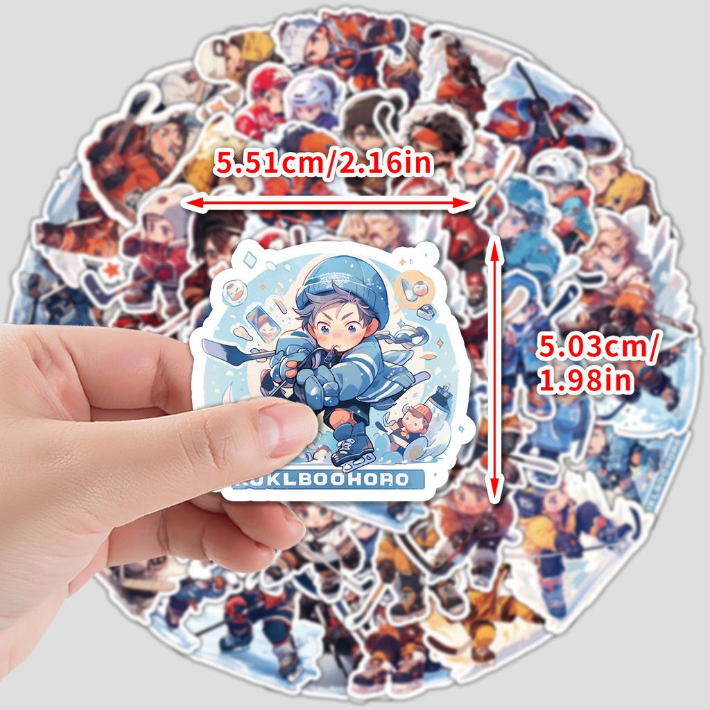 50 Children's Ice Hockey Doodle Stickers Suitcase Water Cup Waterproof Decorative Stickers Creative Children's Sports Stickers