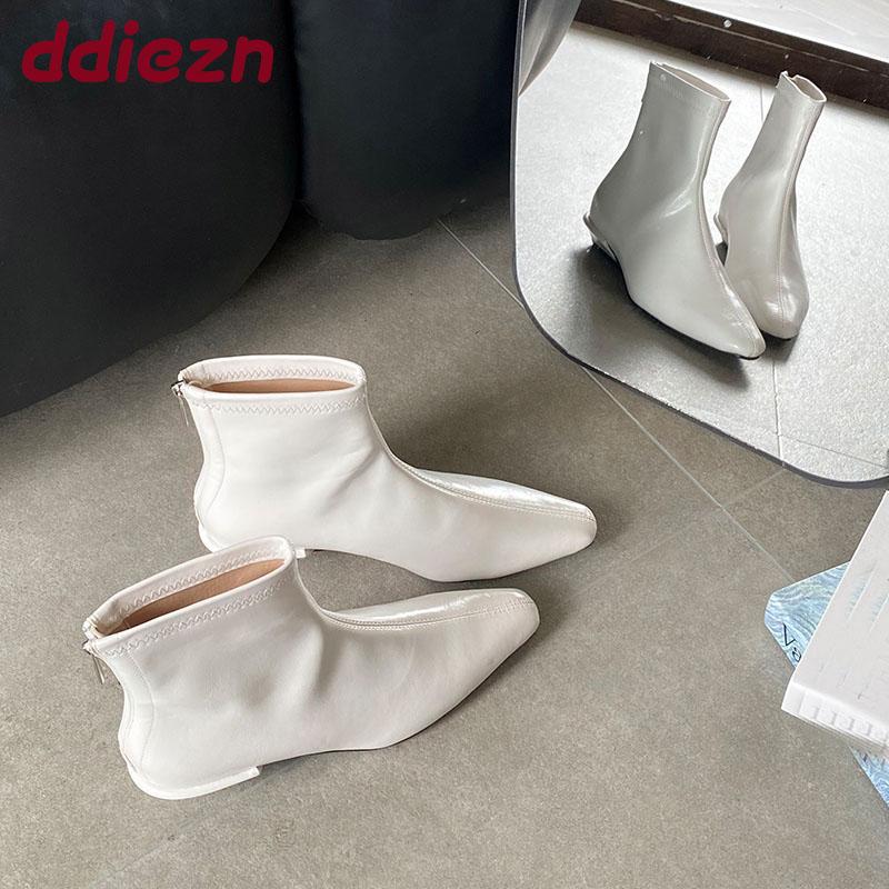 Mode Mode Stretch Damen Stiefeletten Moderne Stiefel mit niedrigem Absatz Schuhe Spitzschuh Damen Kurze Stiefel Pumps Schuhe