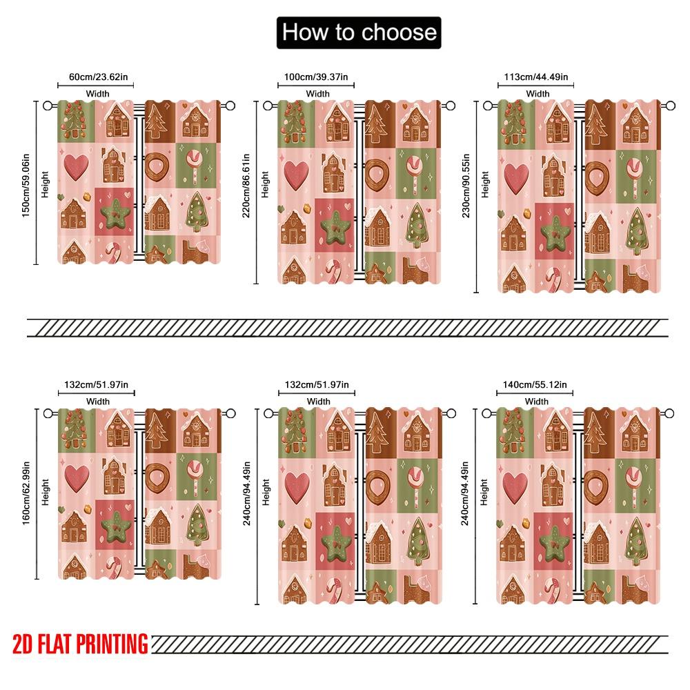 2 Stück, 2D-Flachdruck Vorhänge & Fensterdekoration Weihnachtstag Polyester Einfache Montage (ohne Stange) Zimmerdeko Verwendung für Schlafzimmer,