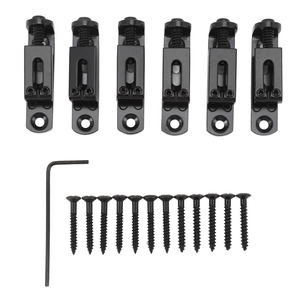 6PCS Guitar Bridge Saddle Split Type Zinc Alloy Electric Guitar Saddle Replacement Black