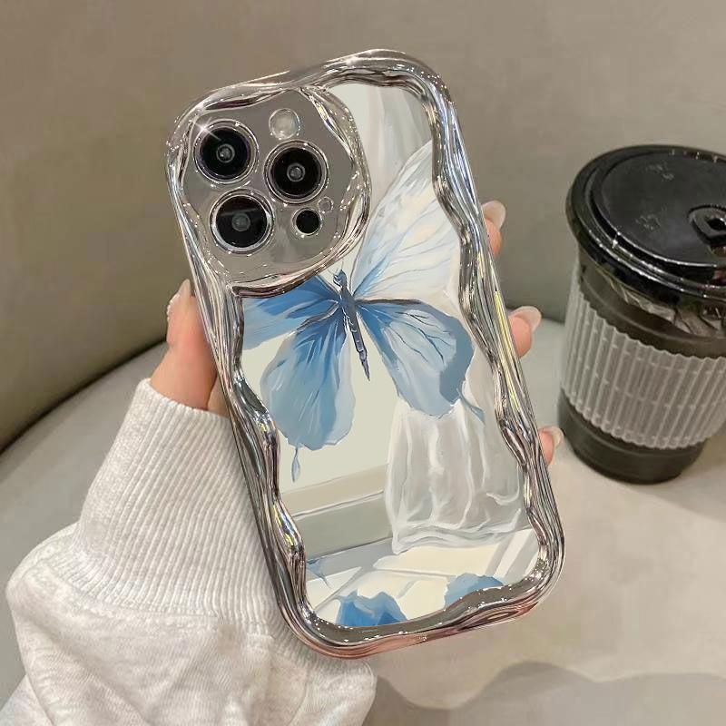 

Роскошный зеркальный чехол с рисунком бабочки для iPhone 16 Pro 15 14 13 Pro Max 15 14 Pro 12 11 с гальваническим покрытием, противоударный чехол из ТПУ iPhone 15