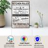 Retro Plåtskylt Köksregler Mat Järnmålning Väggkonst Metall Vintage Plakett Metallaffischer för Hus Hem Matsal Dekor