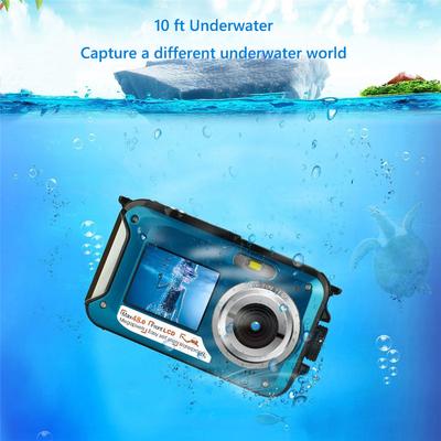 Caméra étanche 4K/30FPS Enregistreur Vidéo 1080P UHD Double Écran IPS Anti-tremblement Détection de Visage Autofocus pour Vacances Snorkeling