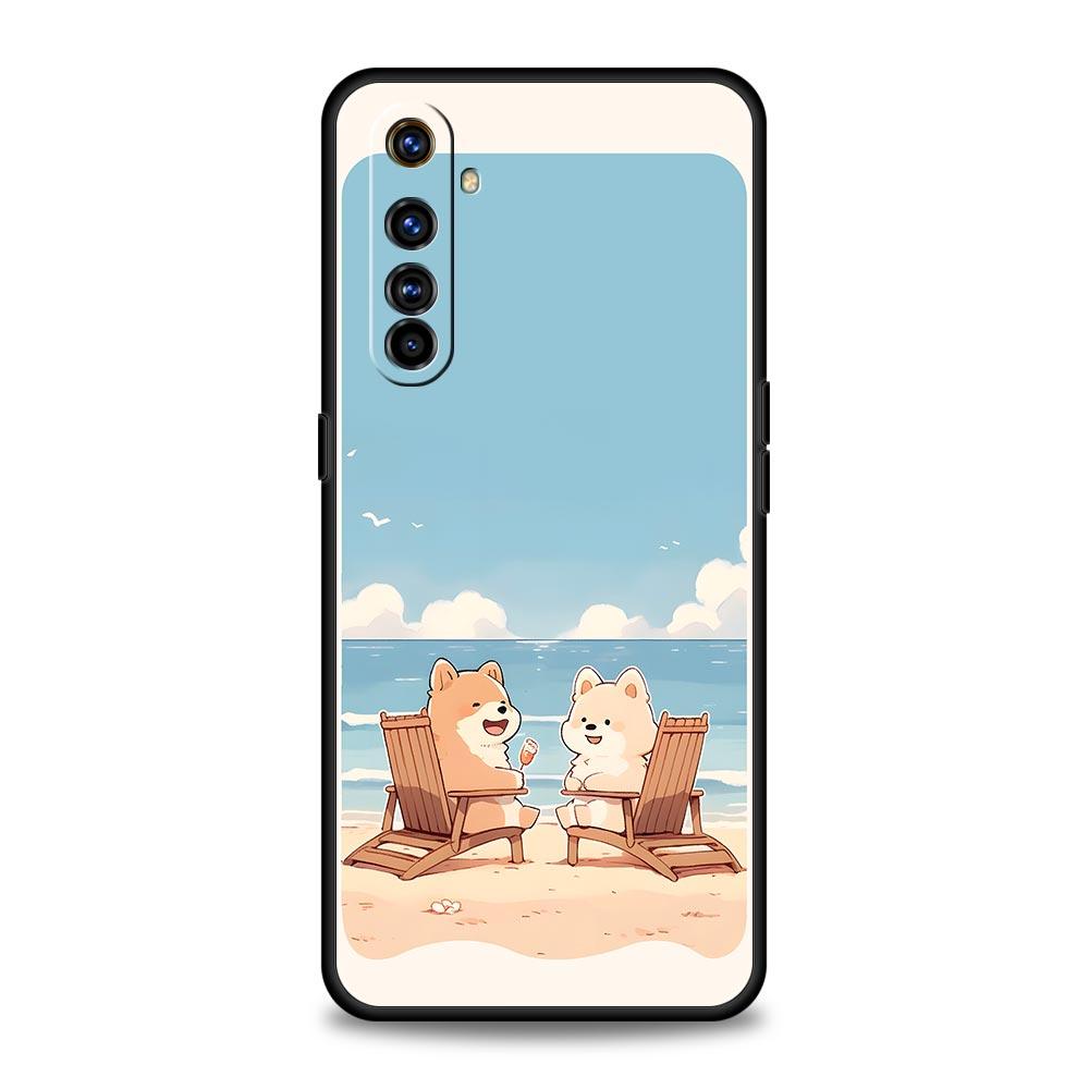 Cute Cartoon Dog Cat Vehicle Case For Realme 16 15T 14 13 12 11 10 4G 9 8 5G Pro Plus C21 C25 C35 GT5 GT3 Neo 2 3 3T 5 Cover
