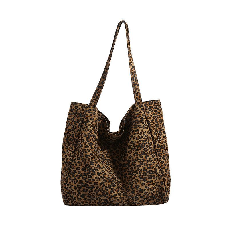 IELGY Leopard Print Canvas Shoulder Large Capacity Casual Underarm Tote Bag