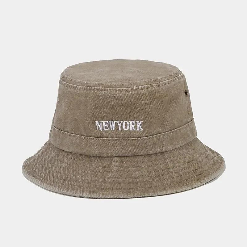 Spring and Summer Cotton Letter Bucket Hat Fisherman Hat Outdoor Travel Sun Cap for Men and Women 85