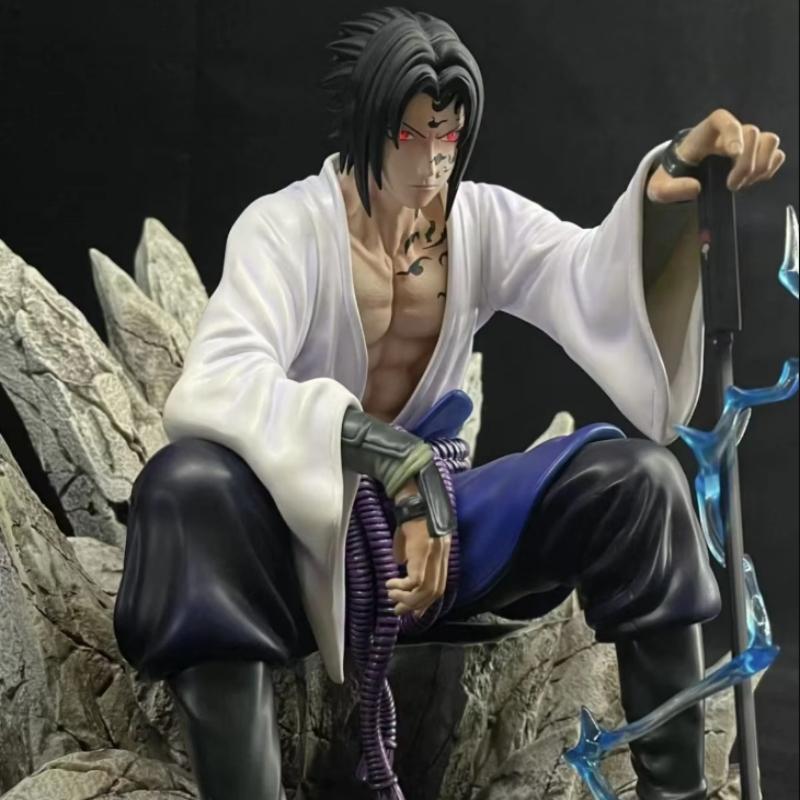 NARUTO Uchiha Sasuke Mantra Seal Action Figure Sitting Pose Pvc Model Statue Collection Decoration Toys Gift Ornaments