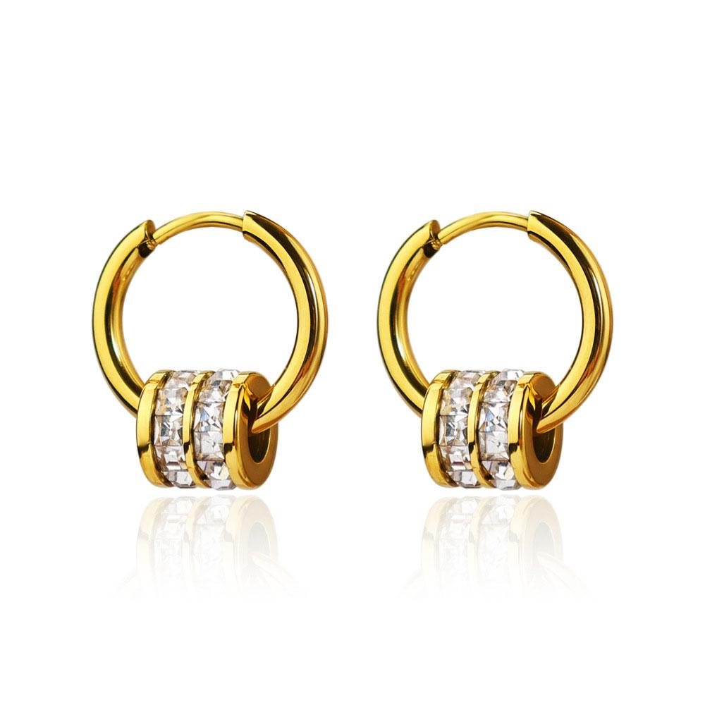 Trendy Waterproof Stainless Steel Classic 14k 18k PVD Gold Plated Jewelry Women Zircon Fashion Designer Earrings for Women