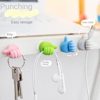 Thumb Hook, Multi-function Data Cable, Fixed Wire, Storage Without Marks, Superglue, Cute No-punch Hook