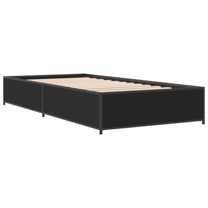 VidaXL Bed Frames Black 90x190 Cm Engineered Wood and Metal Bed Bedroom Furniture Guest Bed Slatted Base Bed 845116