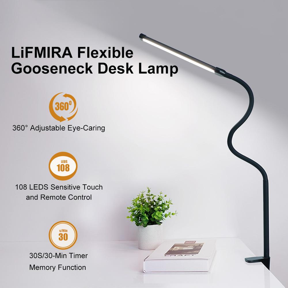 

Double headed LED clip type remote control desk lamp reading lamp desktop Computer desk lamp architectural desk lamp Super Wide