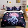 Jellyfish with Romantic Pink Hearts Print Bedding Set 1 Duvet Cover 2 Pillowcases for Adult and Children Luxury Gift Full Size