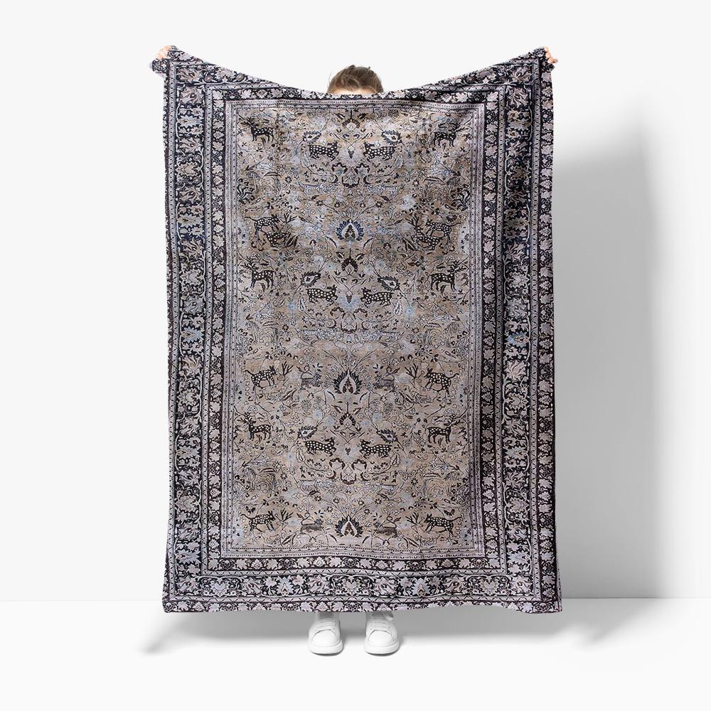 Vintage Embroidered Throw Blanket Soft Fleece Blanket Bed Sofa Decorative Throw Blanket Gift Size: 75*100cm, Weight: 230 GSM