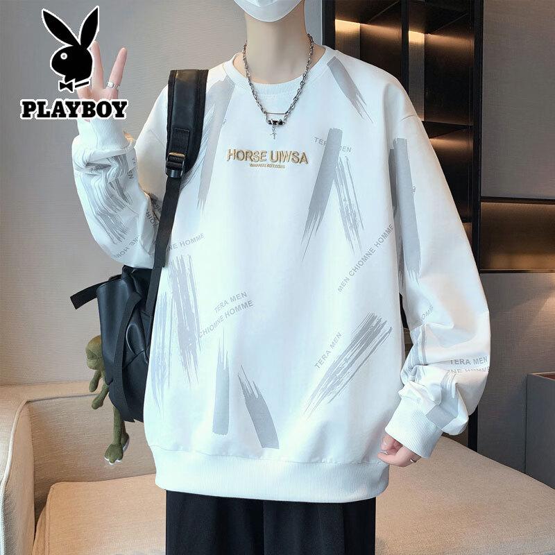 PLAYBOY Men's Casual Crew Neck Long Sleeve Sweatshirt