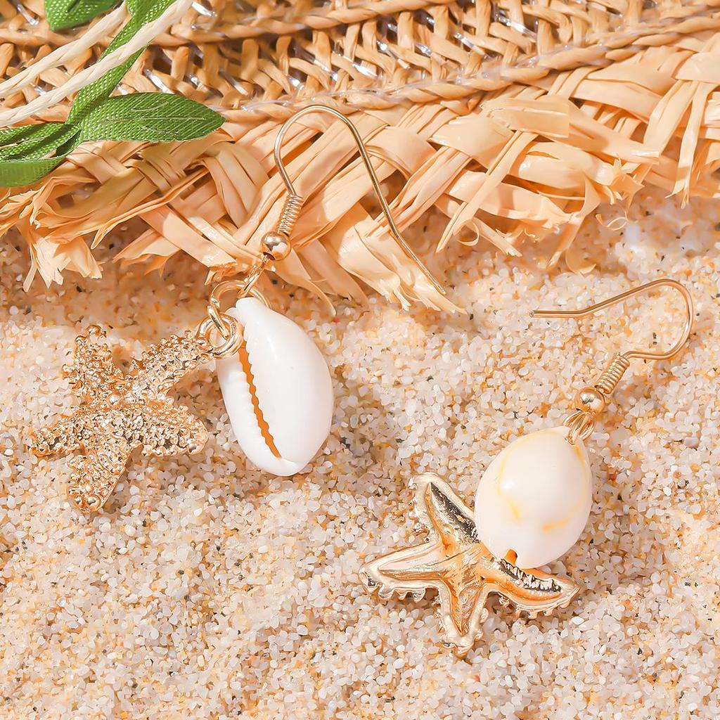 European & American Niche Popular Metal Starfish Pendant Earrings for Women