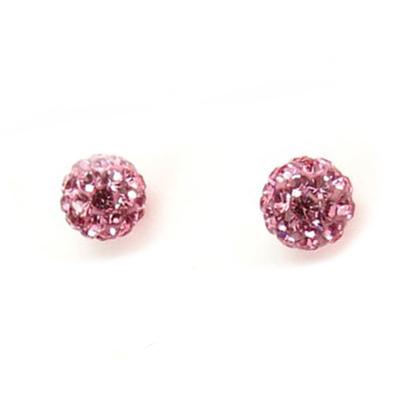 [R3306] - Pink 'Sissi' Silver Earrings - 5 Mm