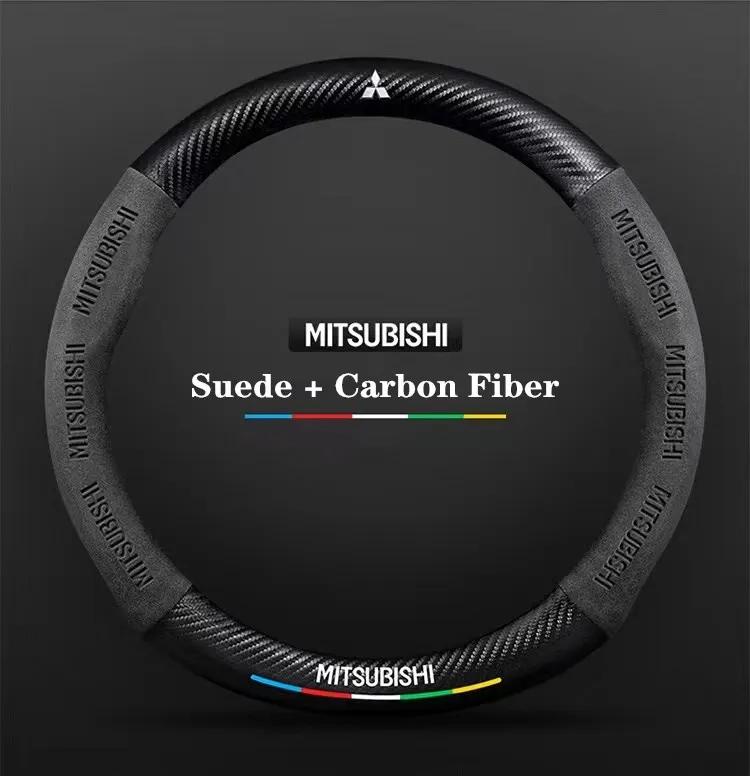 

For Mitsubishi Outlander Pajero Asx Colt Lancer EX Evolution X L200 Triton RALLIART Car Suede Carbon fiber Steering Wheel Cover чёрный