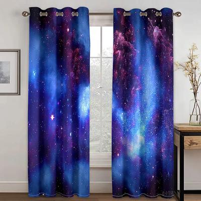 Cosmic Galaxy Printing Star Curtains for Living Room, Bedroom, Study Decor, Modern Kitchen, Window