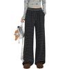 Women's Striped Relaxed Knit Wide-Leg Pants