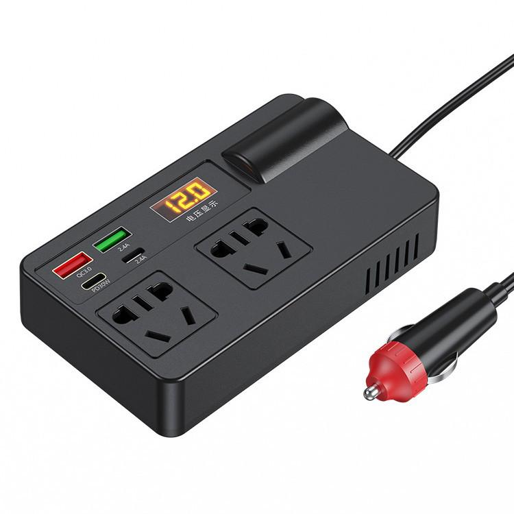 High-Power Car Inverter: Multi-Function 12V/24V to 220V Converter for Fast Charging in Cars and Trucks