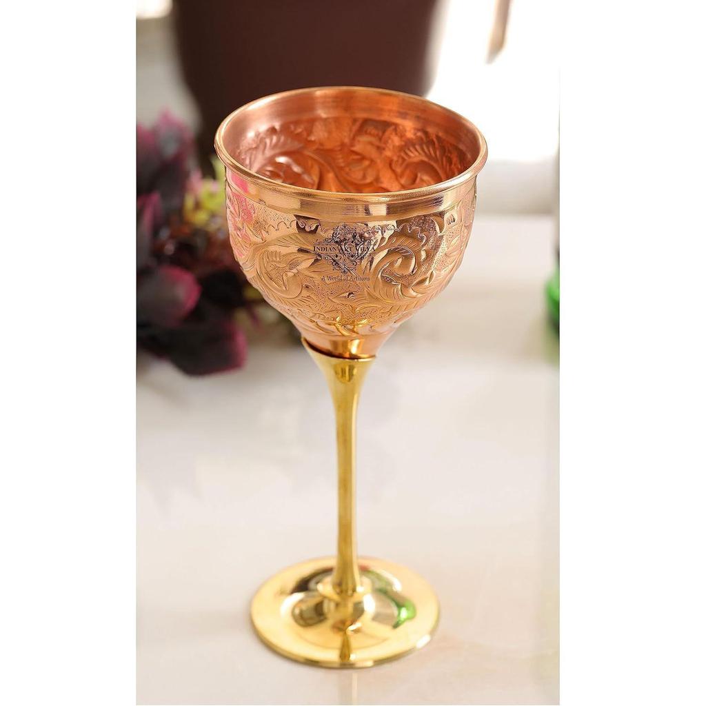 Weinglas mit Kupfer-Blumendesign und Messingständer 290 ML - Trinken Servieren Weinbar Hotel Restaurant