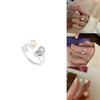 Chic Minimalist Geometric Open Ring For Women Stylish Pearl Accent Adjustable Size