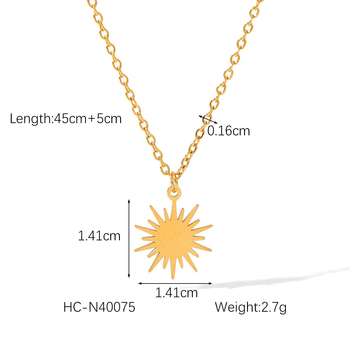 

Sunflower Pendant Titanium Steel Necklace Non-fading 18K Gold Stainless Steel Eight-pointed Star Necklace Clavicle Chain