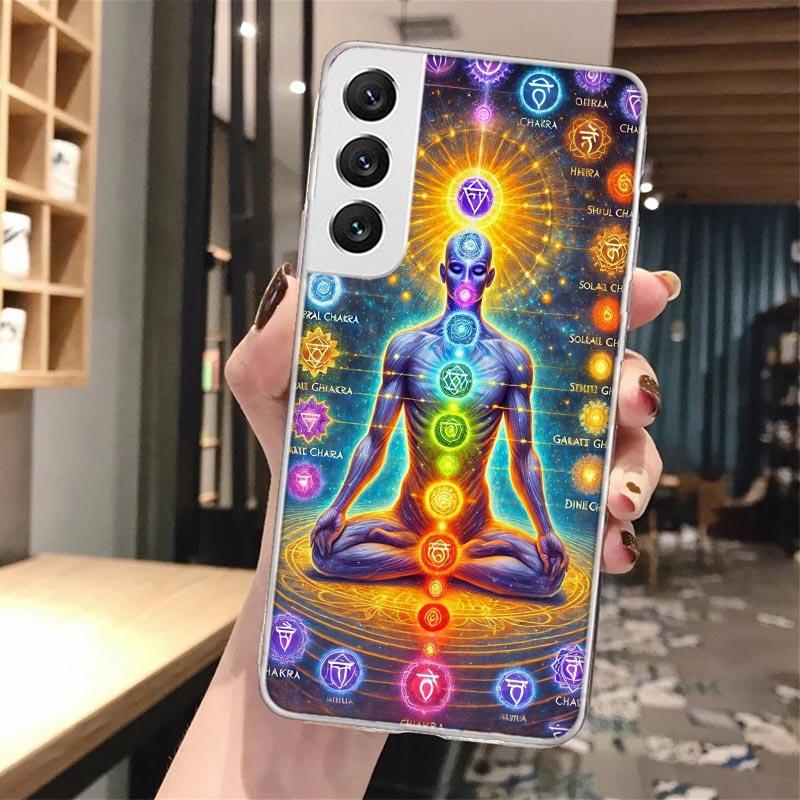 Yoga Chakra Spiritual Energy Universe Soft Phone Case For Samsung Galaxy S24 S25 S23 S22 Ultra S21 Plus S20 FE  S25 Edge S10 + P