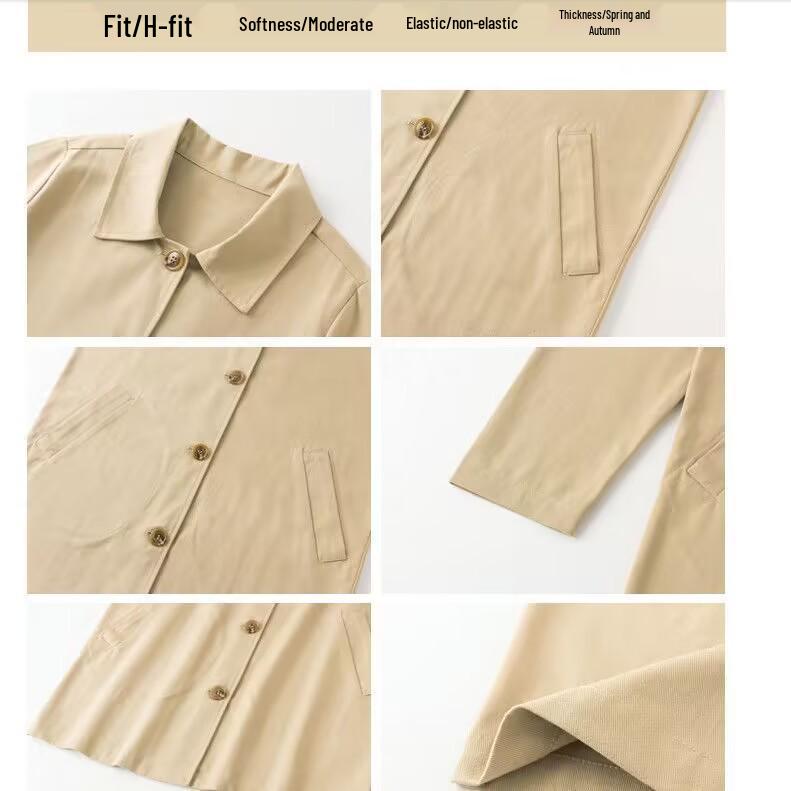Women's Mid-Length Trench Coat, Spring/Autumn, Korean Style, Loose Fit, Solid Color, Versatile Outerwear, Trendy and Simple Design.