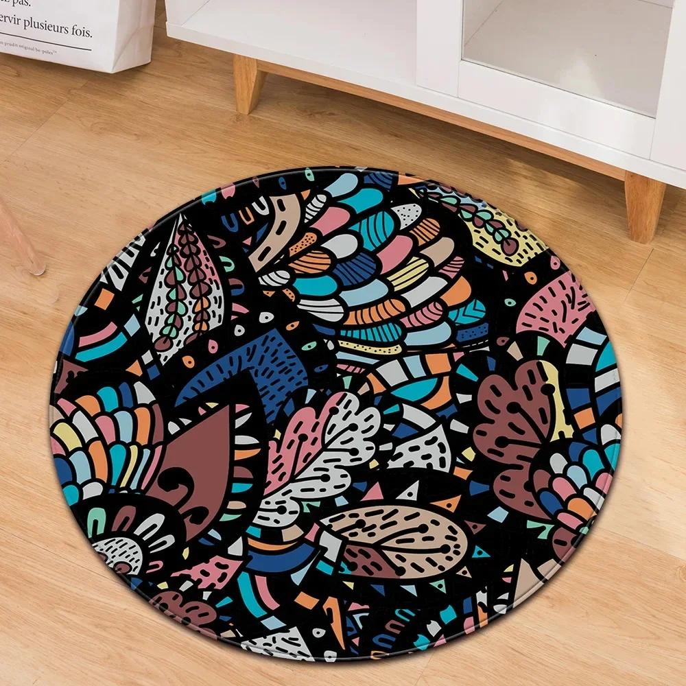 Colorful Trippy Rainbow Swirl Modern Round Carpet Circle Area Rug For Bedroom Living Room Decor Floor Mats Computer Chair Mat