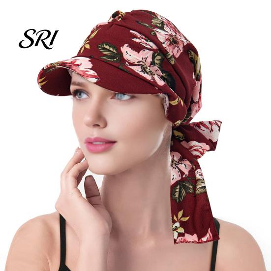 Cappello estivo leggero da donna, foulard, motivo floreale, lacci, nastro, turbante, tessuto morbido, accessorio per copricapo, cappello parasole per esterni, viaggi, ciclismo